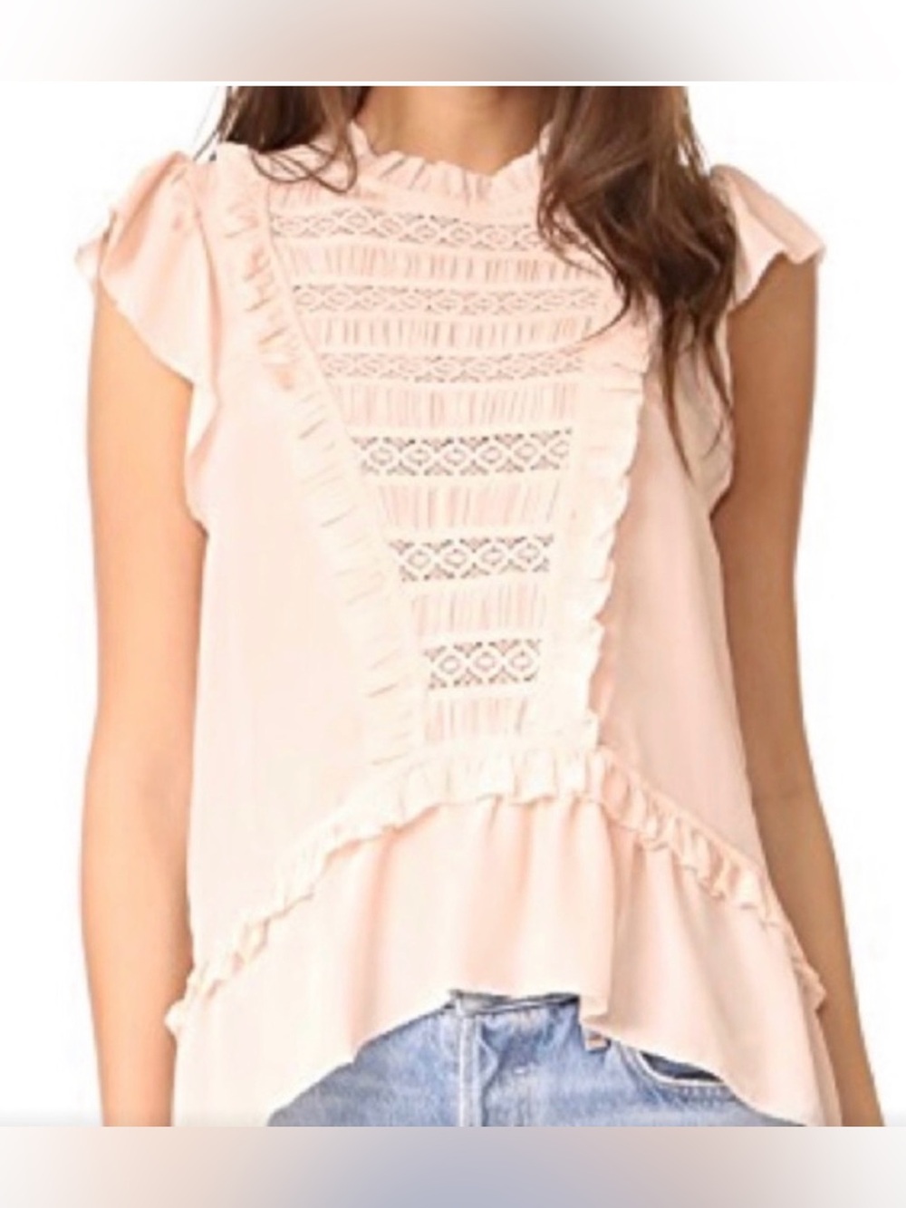 Ulla Johnson Lois Blush Silk Flutter Sleeve Blouse
